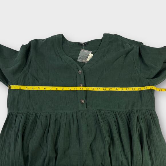 Madewell Plus Lightspun Button-Front Midi Dress Dark Palm Size 16W NEW - Picture 5 of 7